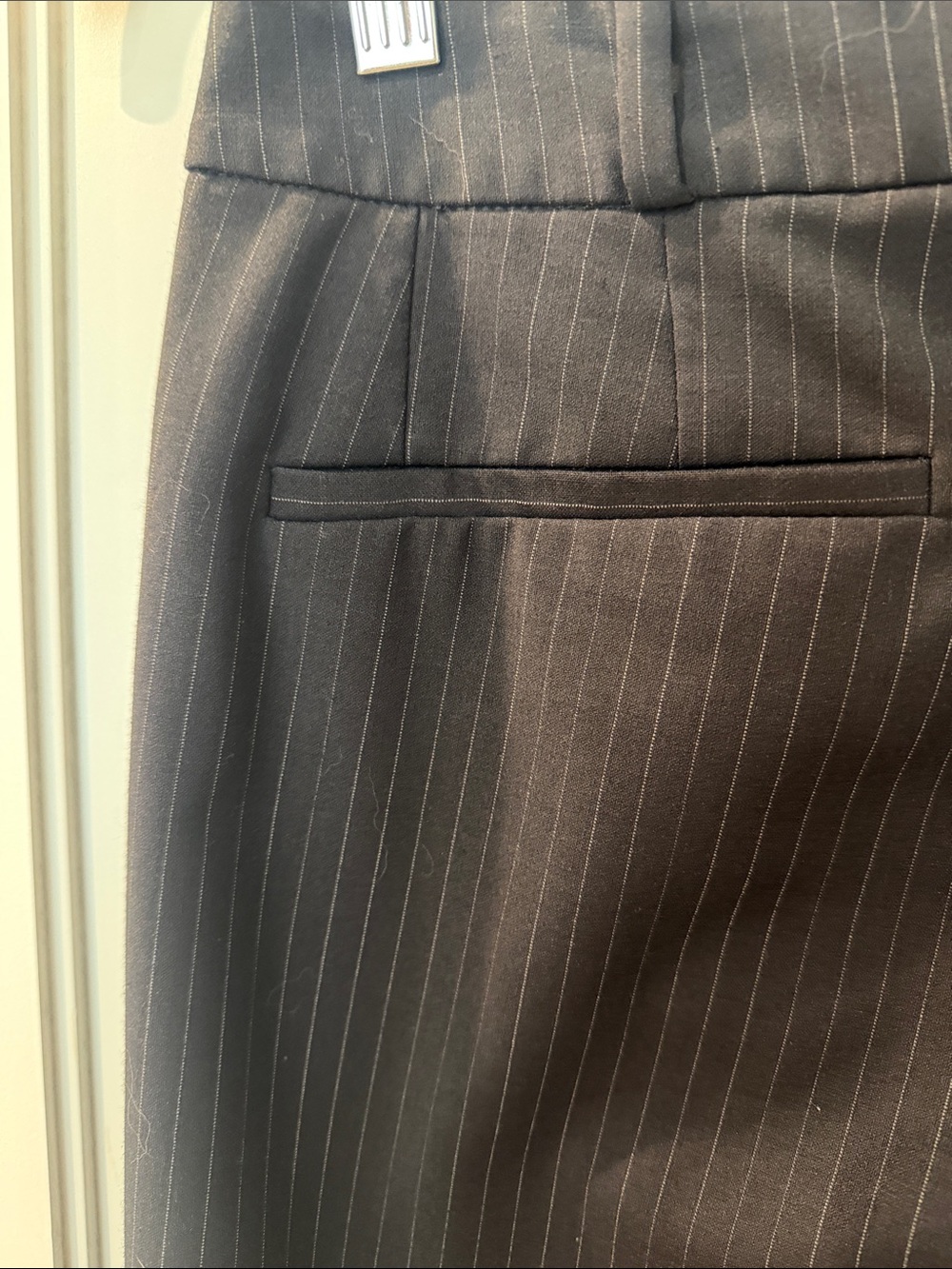 Ba&sh Navy Blue Pinstipe Trousers EUC size 4 - Picture 6 of 11